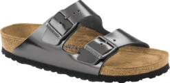 Birkenstock Arizona Soft Footbed -Englinsfinefootwear birkenstock arizona soft footbed metallic anthracite leather 100029 79746.1700929797