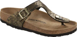 Birkenstock Women's Gizeh -Englinsfinefootwear birkenstock womens gizeh shiny python black microfiber 1018464 86935.1657894816