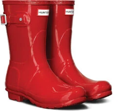 Hunter Women's Original Short Gloss Rain Boot -Englinsfinefootwear hunter womens original short gloss military red wfs1000rgl mlr 29944.1536966688