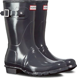 Hunter Women's Original Short Gloss Rain Boot -Englinsfinefootwear hunter womens original short gloss rain boot dark slate wfs1000rgl dsl 75115.1536966688