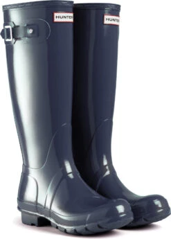 Hunter Women's Original Tall Gloss Rain Boot -Englinsfinefootwear hunter womens original tall gloss navy wft1000rgl nvy 99850.1536967724