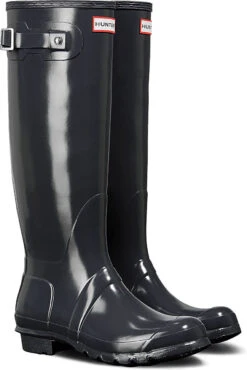 Hunter Women's Original Tall Gloss Rain Boot -Englinsfinefootwear hunter womens original tall gloss rain boot dark slate wft1000rgl dsl 19175.1536967724