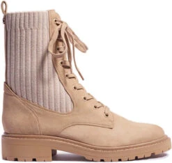 Englinsfinefootwear -Englinsfinefootwear sam edelman womens lydell combat boot sesame suede knit h3912m4251 71371.1656456101