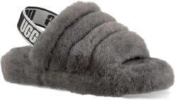 UGG Kids Fluff Yeah Slide -Englinsfinefootwear ugg childrens kids fluff yeah slide charcoal 1098494k chrc 37033.1647038453