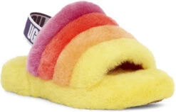 UGG Kids Fluff Yeah Slide -Englinsfinefootwear ugg kids fluff yeah slide yellow rainbow 1116157k yrnb 08423.1647038454
