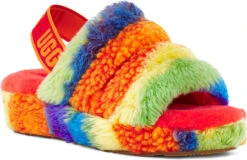 UGG Women's Fluff Yeah Slide Cali Collage -Englinsfinefootwear ugg womens fluff yeah slide cali collage rainbow stripes 1120002 rstr 40335.1622215281